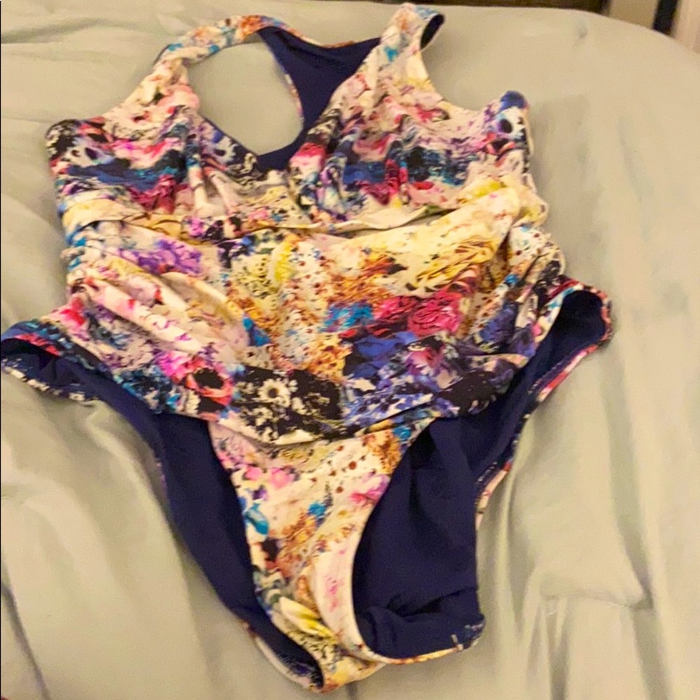 Floral one piece bathing suit